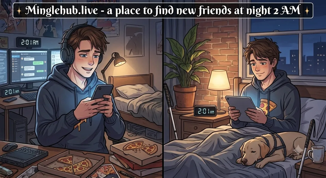 A bachelor awake and lonely at 2 AM, finding a friendly voice on MingleHub